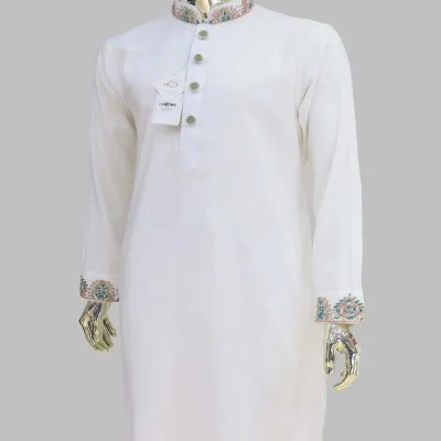 Premium White Zardozi Panjabi